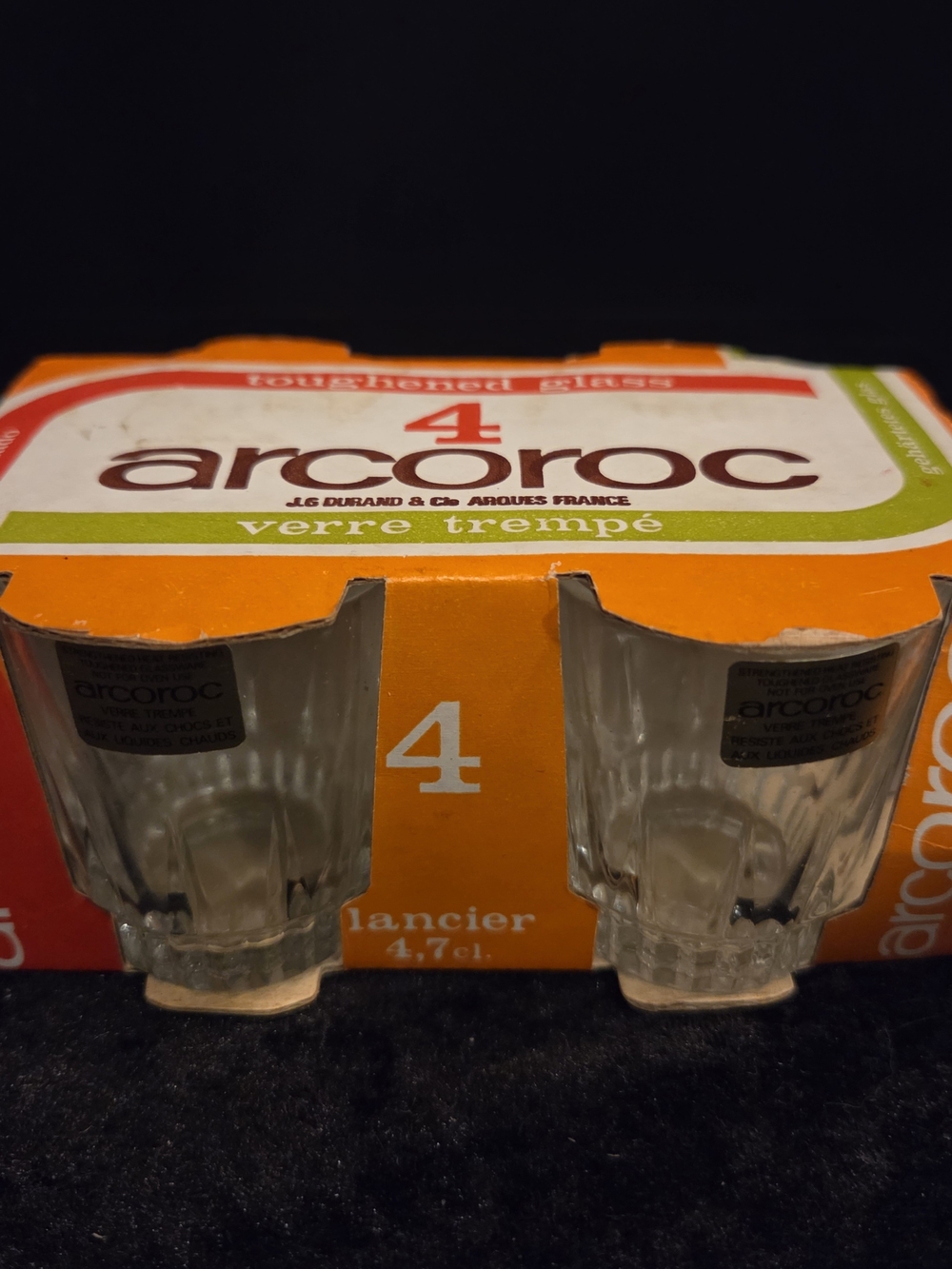 4 Arcoroc Made In France Lancer 1 And 3/4 oz Shot Glasses 1.75 Onces Vintage